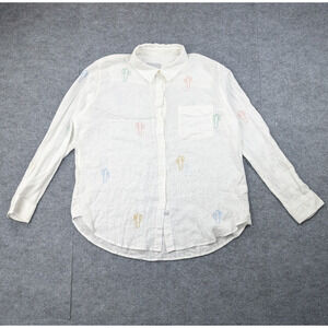 Rails Charli Button Up Top Women Medium Linen Cactus Embroidered Coastal Cowgirl